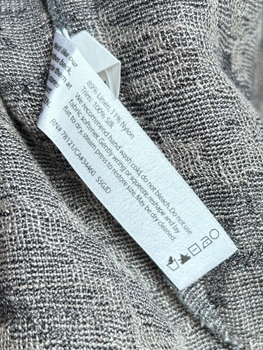Eileen Fisher Linen Gauze Jacquard Silk Trim Tie Front Boxy Jacket - Picture 7 of 7